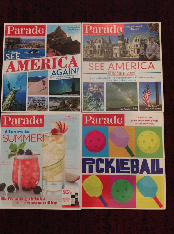 4 PARADE MAGAZINES See America, Summer Refreshing Drinks, Pickleball