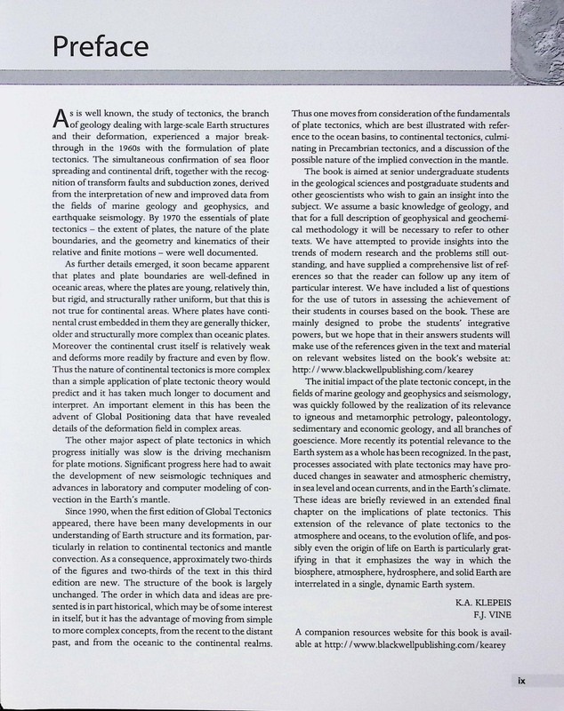 Global Tectonics by Keith A. Klepeis, Philip Kearey and Frederick J. Vine... gallery