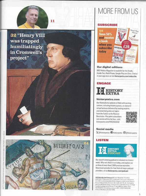 BBC HISTORY magazine DEC 2023 Cromwell vs Henry VIII Gladiators Medieval Lucan gallery
