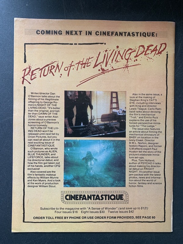 Cinefantastique Vol. 15 No. 3 Lifeforce Day of Dead Terminator Return to Oz FN+ gallery