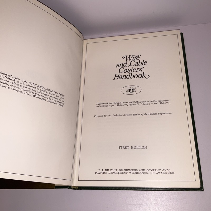 DUPONT WIRE AND CABLE COATERS HANDBOOK 1968 FIRST EDITION TECHNICAL DATA BOOK gallery