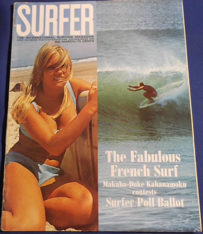 SURFER MAGAZINE MARCH 1966 JJ MOON MAKAHA RINCON DUKE CONTEST VINTAGE