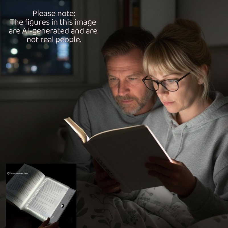 Flat Book Light for Reading in Bed, Eye Care Stepless Dimmable Reading Lamp w... gallery