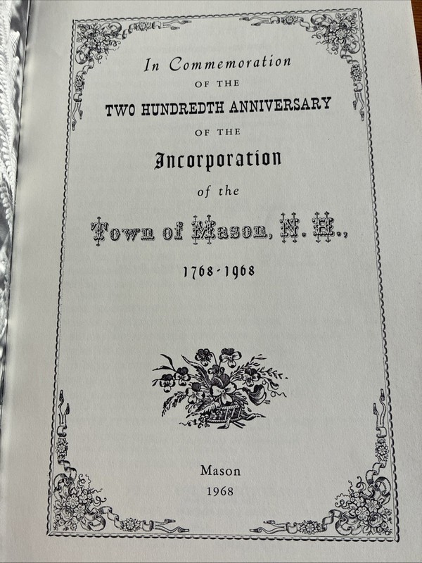 Mason New Hampshire Bicentennial 1768-1968 Book Illustrated gallery