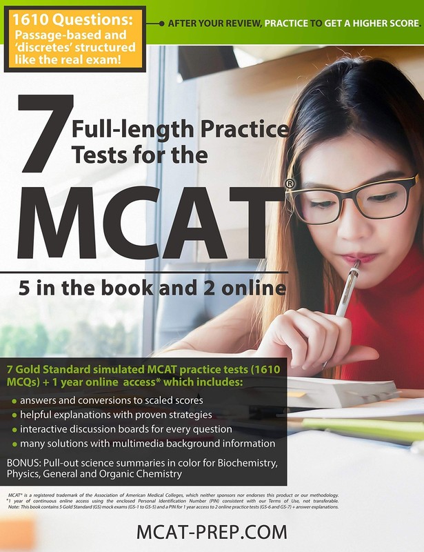 7 Full-length MCAT Practice Tests: 5 in the Book and 2 Online: 1610 MCAT Pra…