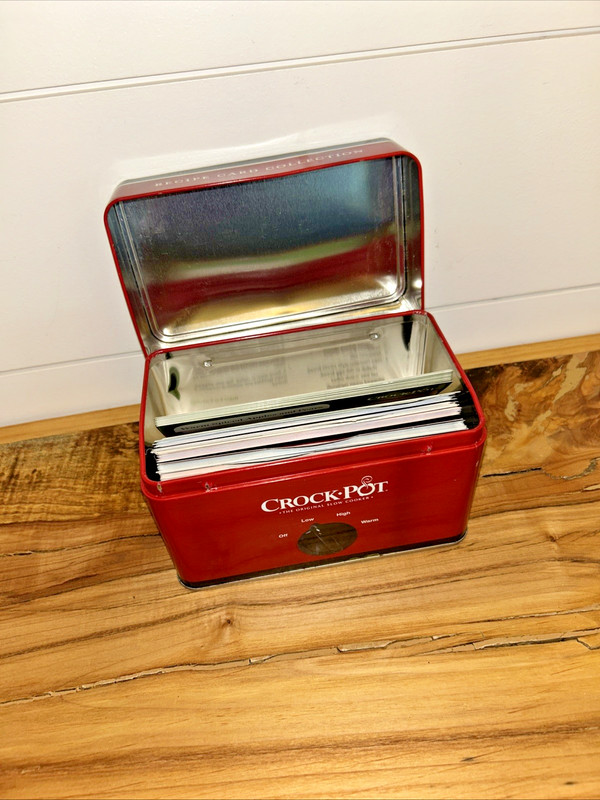 Crock Pot Recipe Card Collection In Tin
