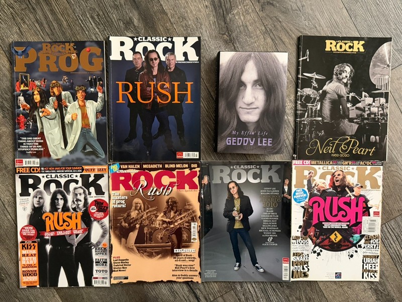 RUSH Magazine Classic Rock Magazine 8pc Lot Prog Neil Peart Geddy Lee Book