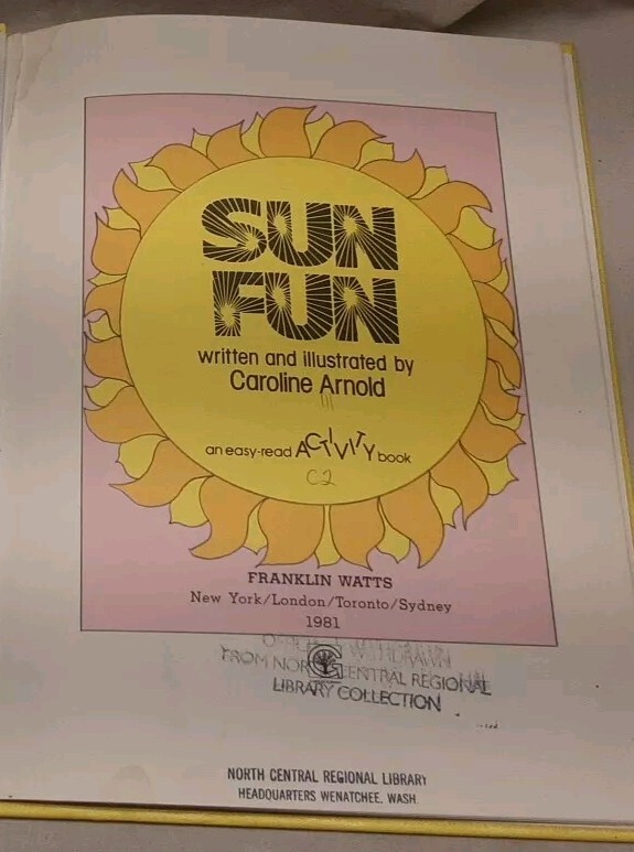 Caroline Arnold - Sun Fun, 1st Edition, Hardback, Easy Read Activity Book, 1981 gallery