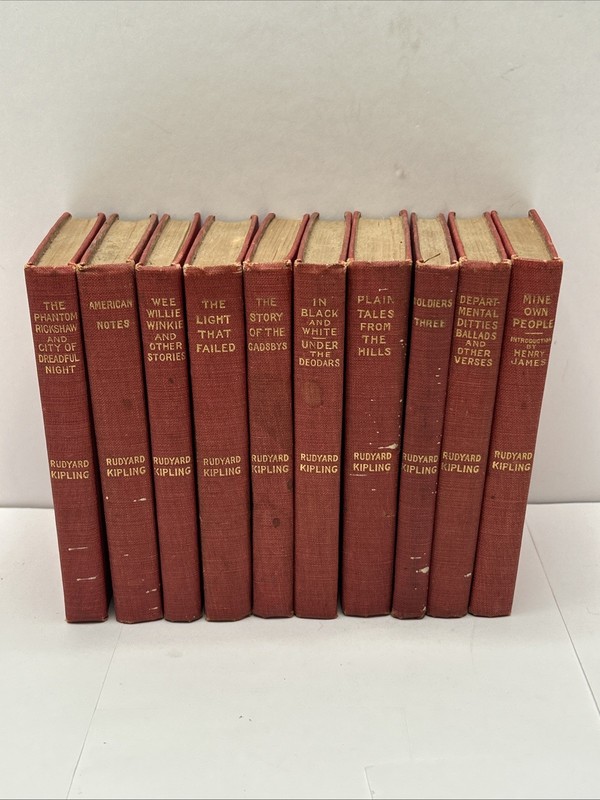 Rare RUDYARD KIPLING 10 Volume Hard Cover Mini Book Set Manhattan Press c 1900