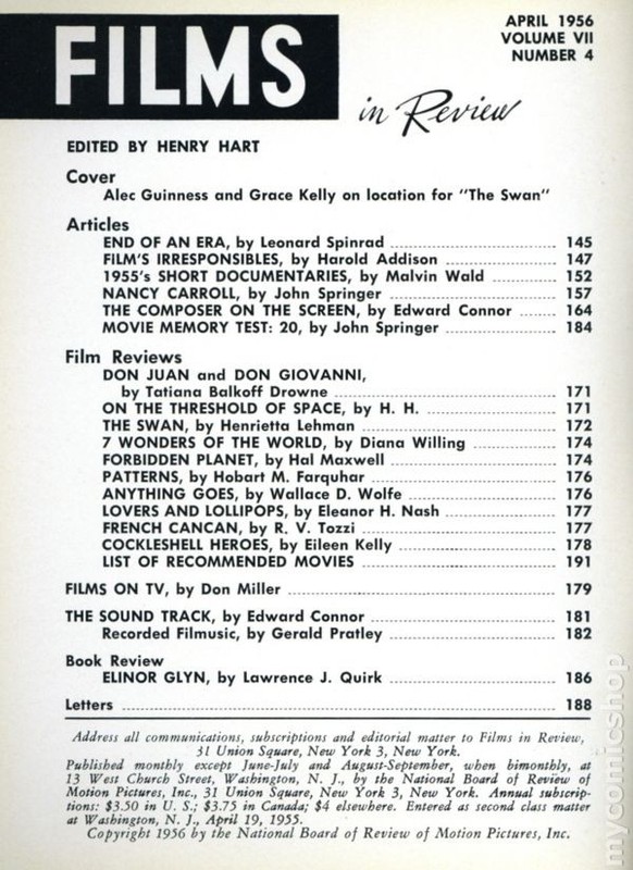 Films in Review Vol. 7 #4 VF 1956 gallery