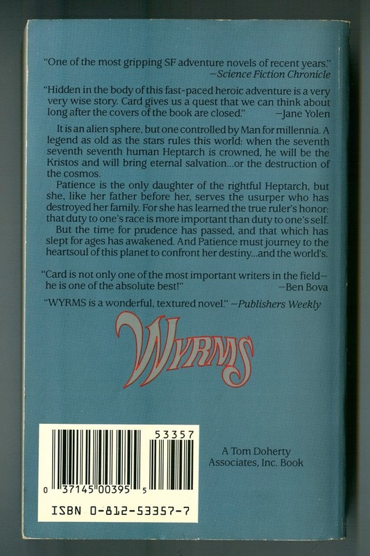 WYRMS by Orson Scott CARD! Vintage 1987 TOR Science Fiction Paperback! gallery