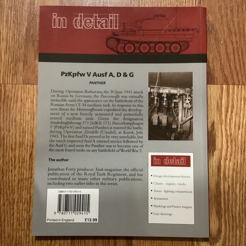 Ausf A, D & G: Panzer V Panther [Tanks in Detail, 3] Jonathan Forty Paperback gallery