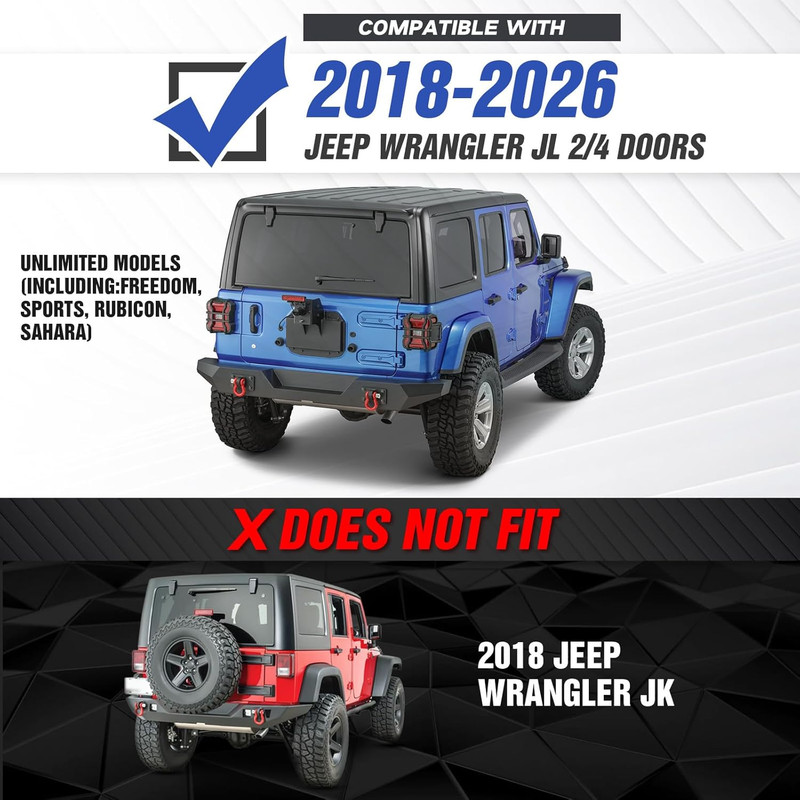 For Wrangler JL Rear Bumper Compatible with 2018 2019 2020 2021 2022 2023 2024 2 gallery