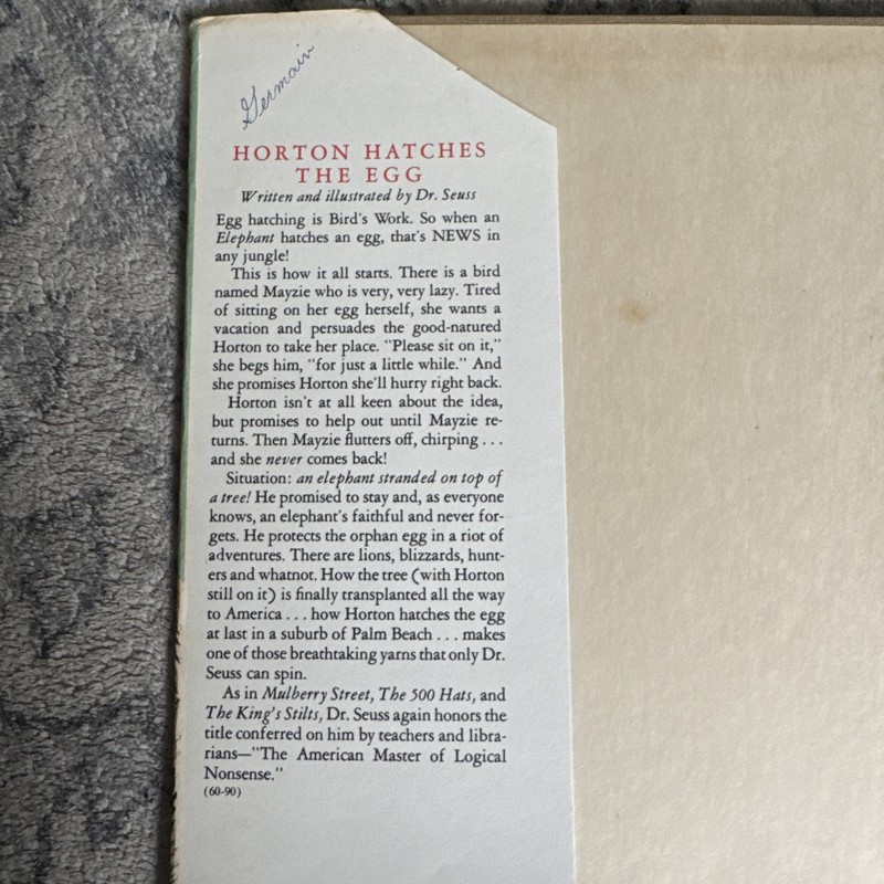 Vintage 1940 Horton Hatches The Egg Dr Seuss HC w/ Original Dust Jacket gallery