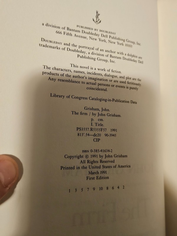 The Firm by John Grisham 1st Edition/1st Printing Hardcover Full Number Line