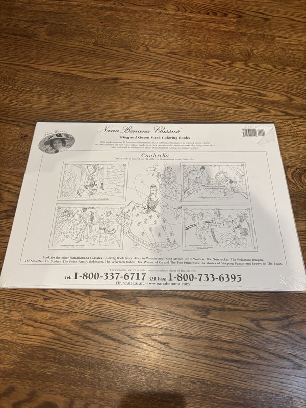 Cinderella Nana Banana Large Coloring Book Vintage Sealed 32 Pages 20” X 14” gallery