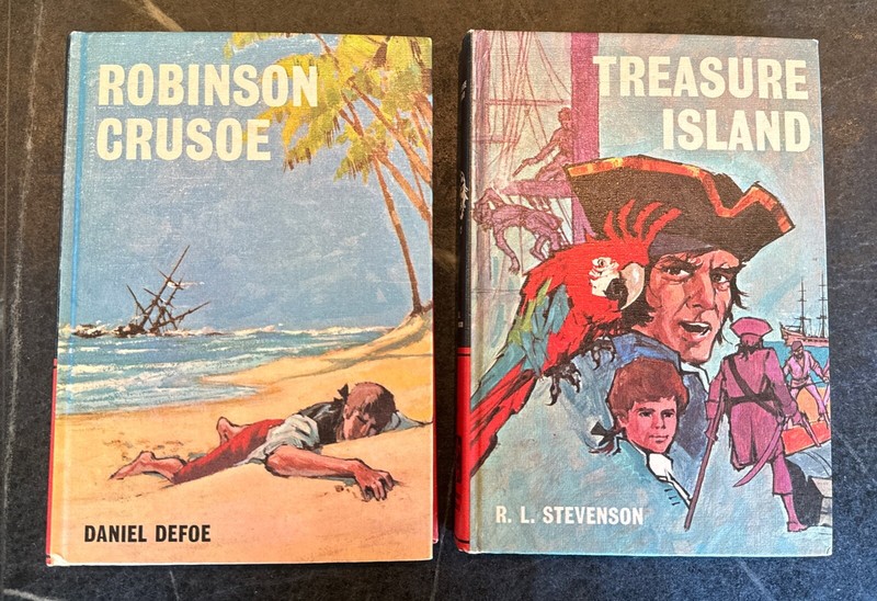 Bancroft Classics VNTG Lot 2 HB Books London Robinson Crusoe Treasure Island