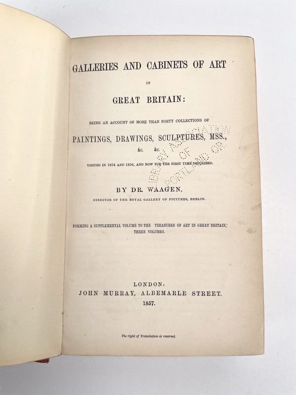 Antique 1857 Galleries And Cabinets Of Art In Great Britain Book Hardcoverbound