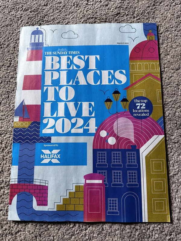 Sunday Times Best Places To Live UK 2024 17th March 2024 17/3/24
