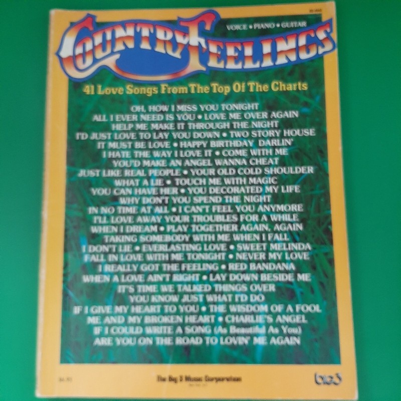 Country Love Songs sheet music piano voice guitar 41 hits 128 pages Big 3 1978