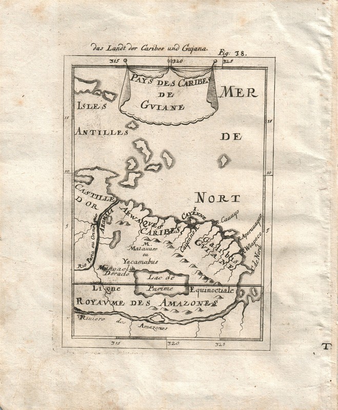 1719 FRENCH GUIANA MAP plate 38 from Beschreibung Des gantzen Welt-Kreises
