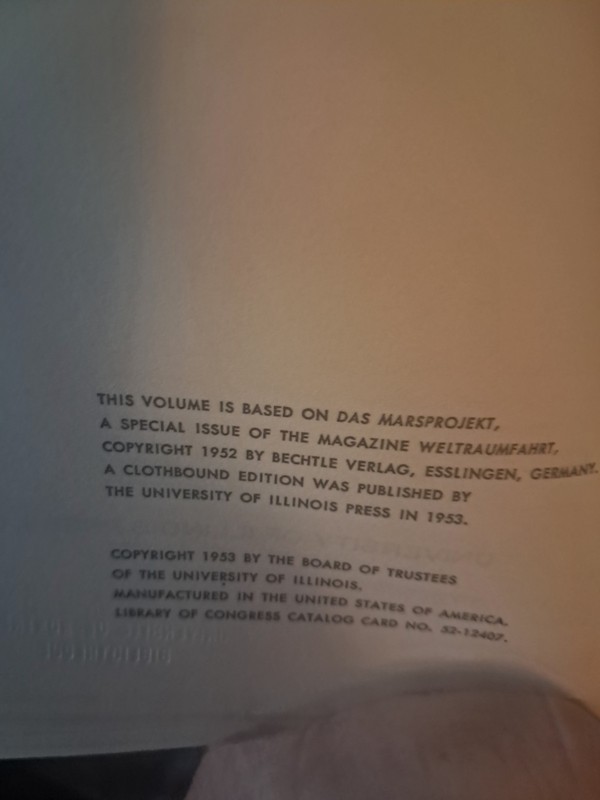The Mars Project by Werner Von Braun PB. Good condition. 1953 gallery