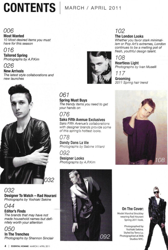 Homme Essential Magazine Spring Fashion Runway Hairstyle Rad Hourani Style 2011. gallery