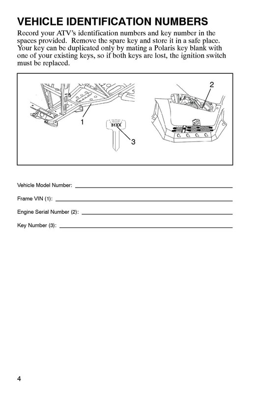 POLARIS 700 EFI 2005 Owners Manual - BINDING - COVERING - XL FOLDOUT PAGES gallery