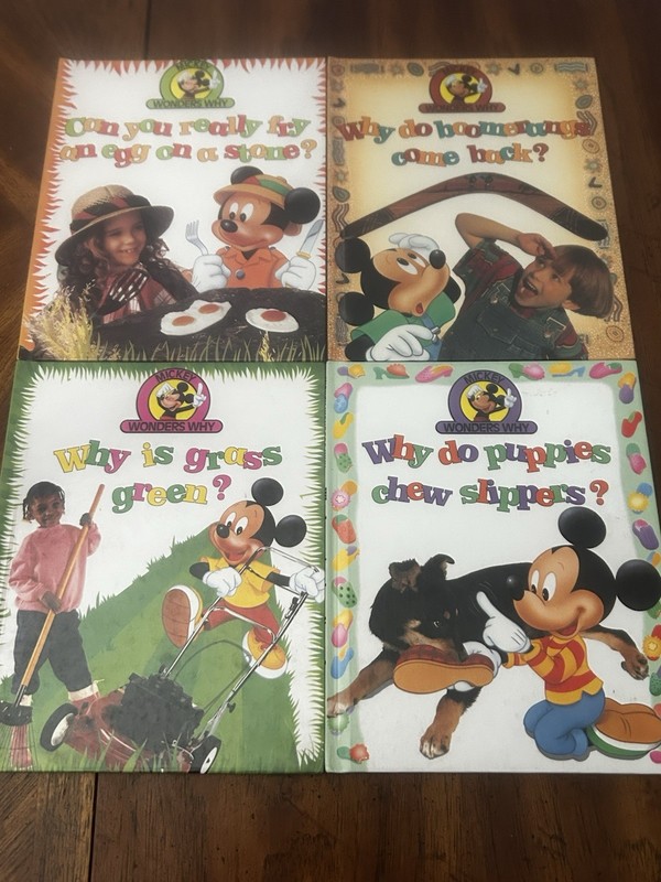 Lot Of 4 Hardcover Mickey Mouse Wonders Why Series Books Set Puppies Grass J405