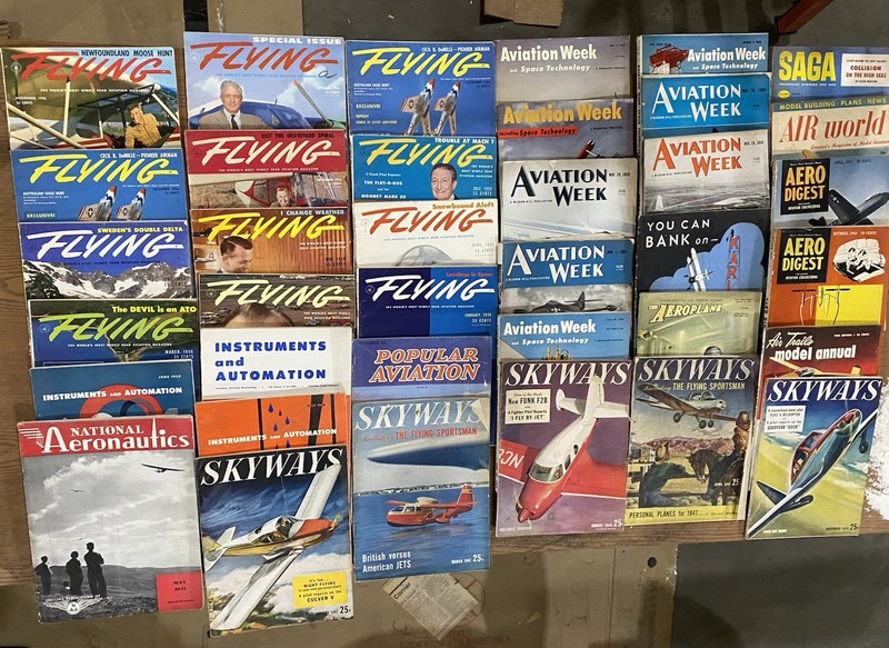 Lot Of 37 Aviation magazines 1940’s-1960’s Flying Skyways Airplanes Vintage