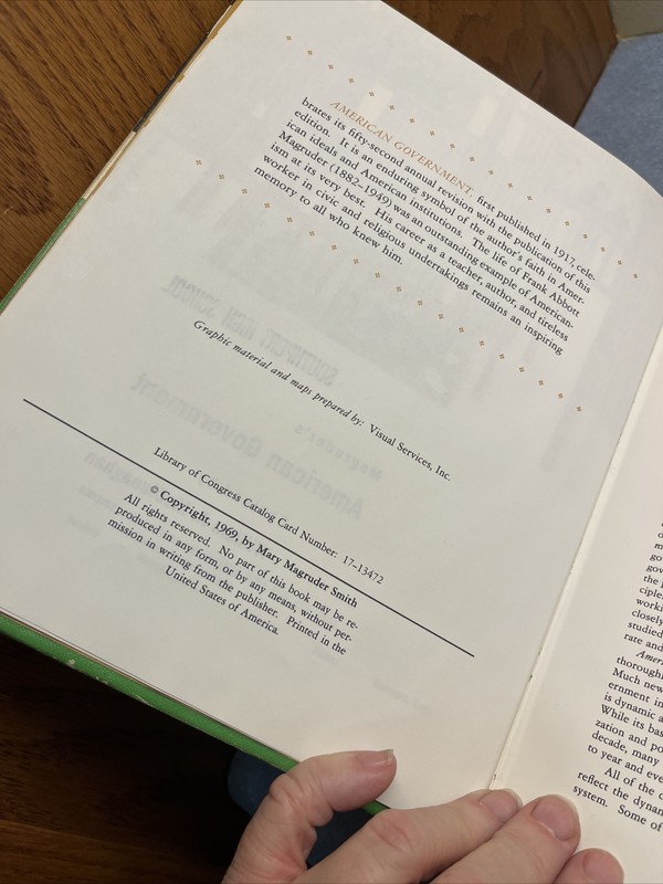 MAGRUDER'S AMERICAN GOVERNMENT Textbook 1969, 52nd rev, Pages neat and unmarked gallery