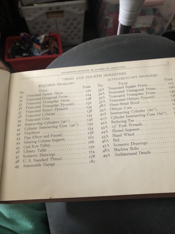 HTF Antique 1927 Mechanical Drawing Problems HC Berg & Kronquist School Textbook gallery
