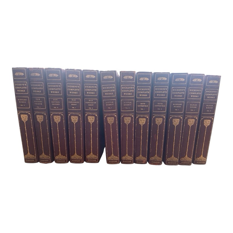 1900 COMPLETE WORKS of CHARLES DICKENS antique 24 VOLUMES in ENGLISH gallery