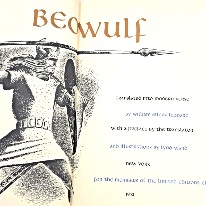 BEOWULF 1952 Limited #508/1500 First Edition Book Club Illustrated by Lynd Ward gallery