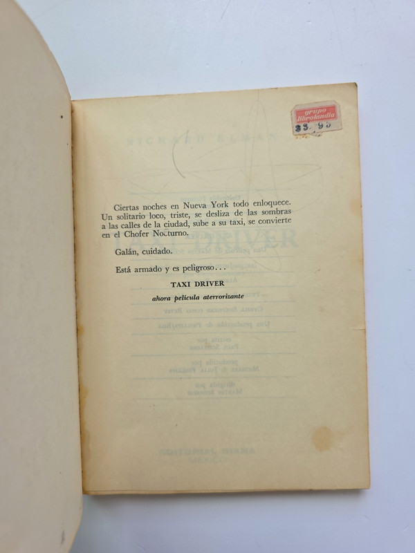 Taxi Driver Richard Elman Paperback Movie Tie-In Mexican First Edition 1977 RARE gallery