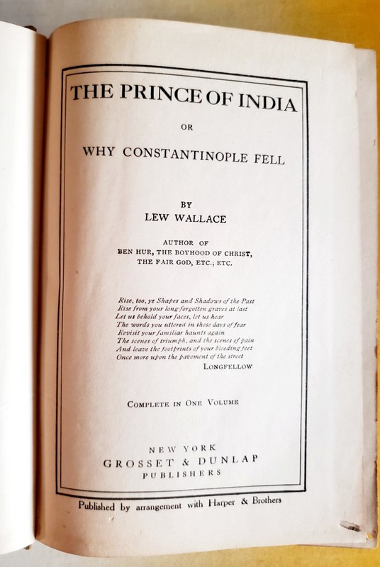 ANTIQUE BOOK "THE PRINCE OF INDIA" BY LEW WALLACE. 1893 1ST EDITION gallery