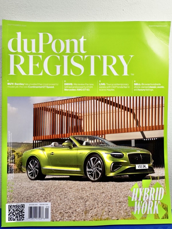 DuPont Registry Magazine HYBRID Bentley Motors September 2024 * Corner Crease*