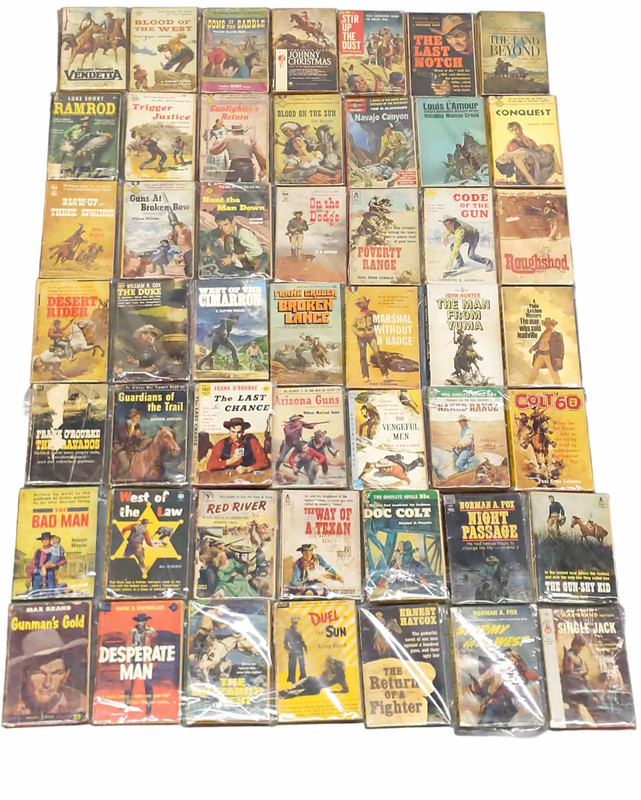 Lot of 49 Vintage Western Paperback Books Mixed Title/Authors