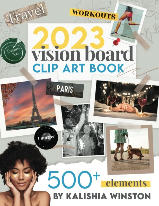 2023 Vision Board Clip Art Book Design Your Dream Year with a Beautiful & Ins…