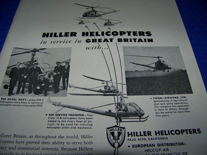 1955 HILLER HTE-2/12-8/AG HELICOPTERS "IN SERVICE"..1-PAGE SALES AD (89Z) gallery