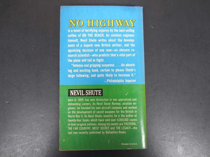 No Highway Nevil Shute 1948 Ballantine Books Aviation Suspense Novel Paperback gallery