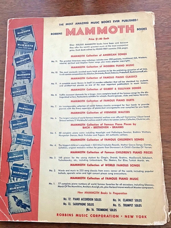 1941 Robbins Mammoth Collection of American Songs Sheet Music Book 256 Pages gallery