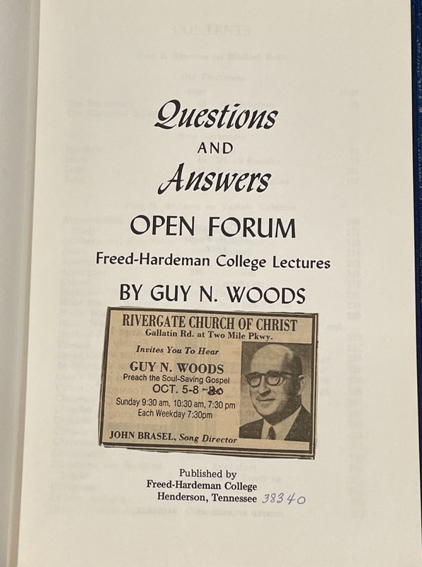Questions & Answers Open Forum | Guy N. Woods | 1976 Freed-Hardeman Lectureship gallery