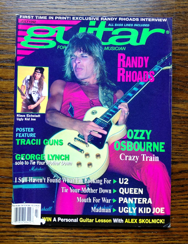 Guitar Magazine July 1992 Rhoads Tracii Guns Fold-Out Poster Ozzy Ugly Kid Joe