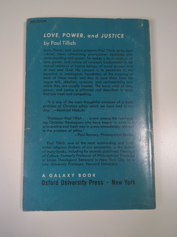 Love Power & Justice by Paul Tillich, Copyright 1954, 127 Pages gallery