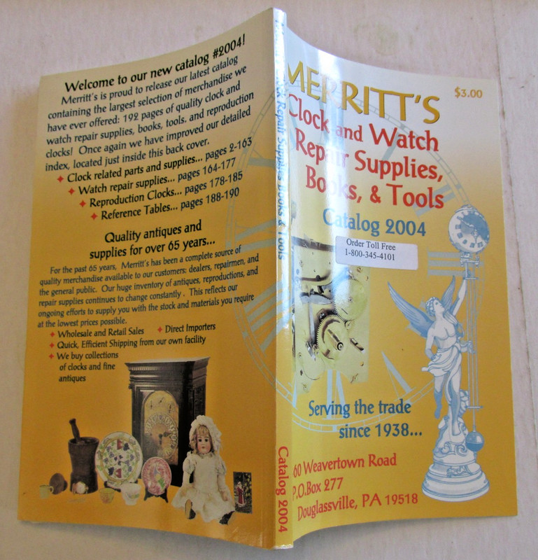 VTG 2004 Merritt's Clock Watch Repair Supply Book Tool Catalog Order Form 192p gallery