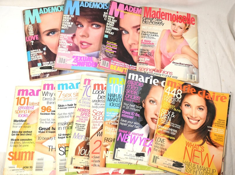 12 Fashion MAGAZINES 1982-98 Mademoiselle Marie Claire DREW BARRYMORE, CAROL ALT