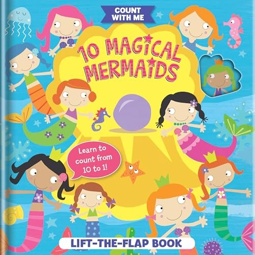 10 Magical Mermaids: A Lift-the-Flap Book (Count With Me) – Board book – GOOD