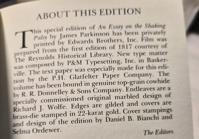 An Essay on the Shaking Palsy: J. Parkinson Special Ed/Like New (see photos:) gallery