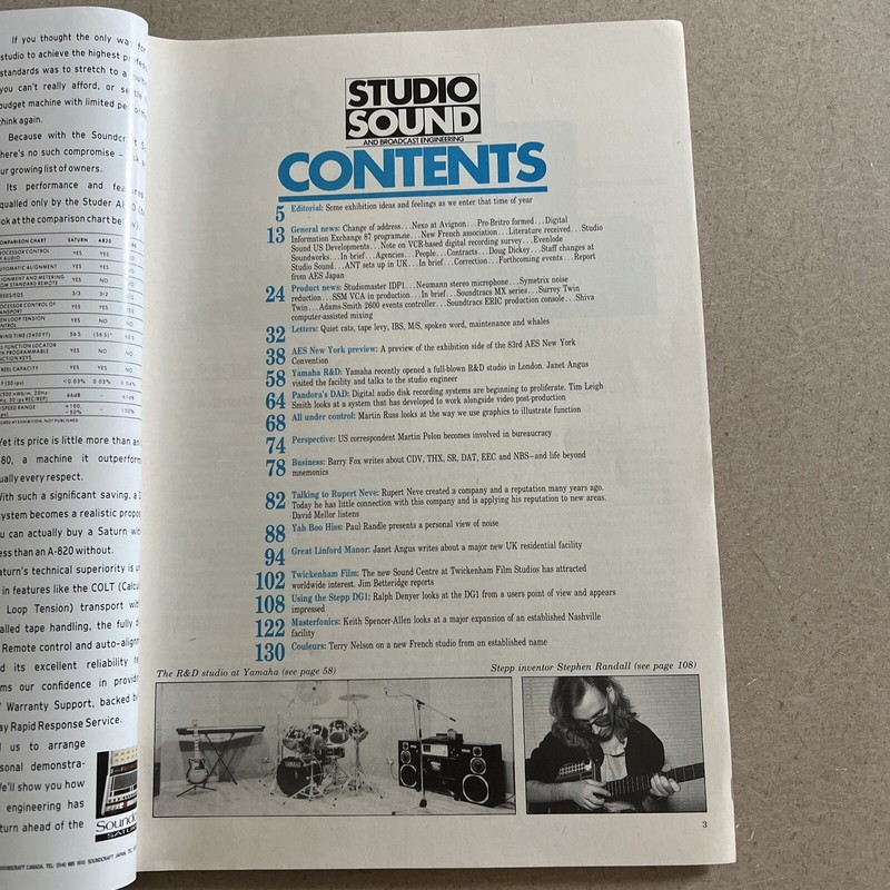 Studio Sound October 1987 Rock & Roll Magazine Vintage Photos Ads FREE SHIP￼ gallery